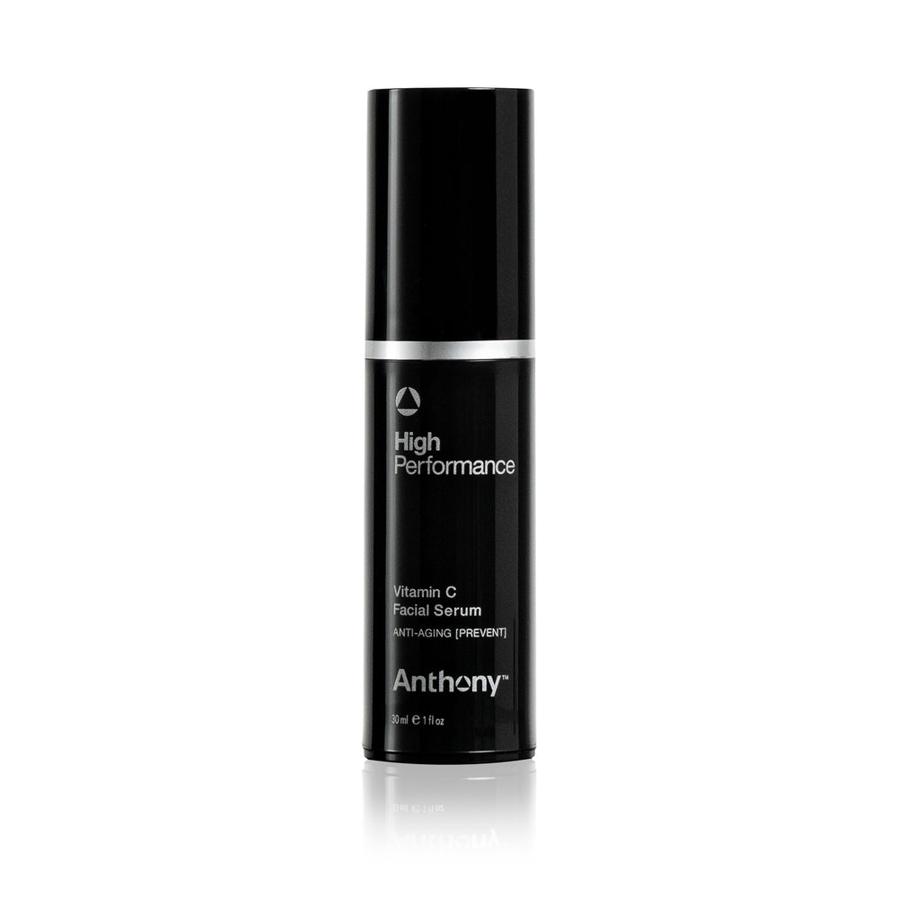 CITYBOYZ USA Anthony High Performance Vitamin C Facial Serum bottle with pump, showcasing the grooming skincare product.