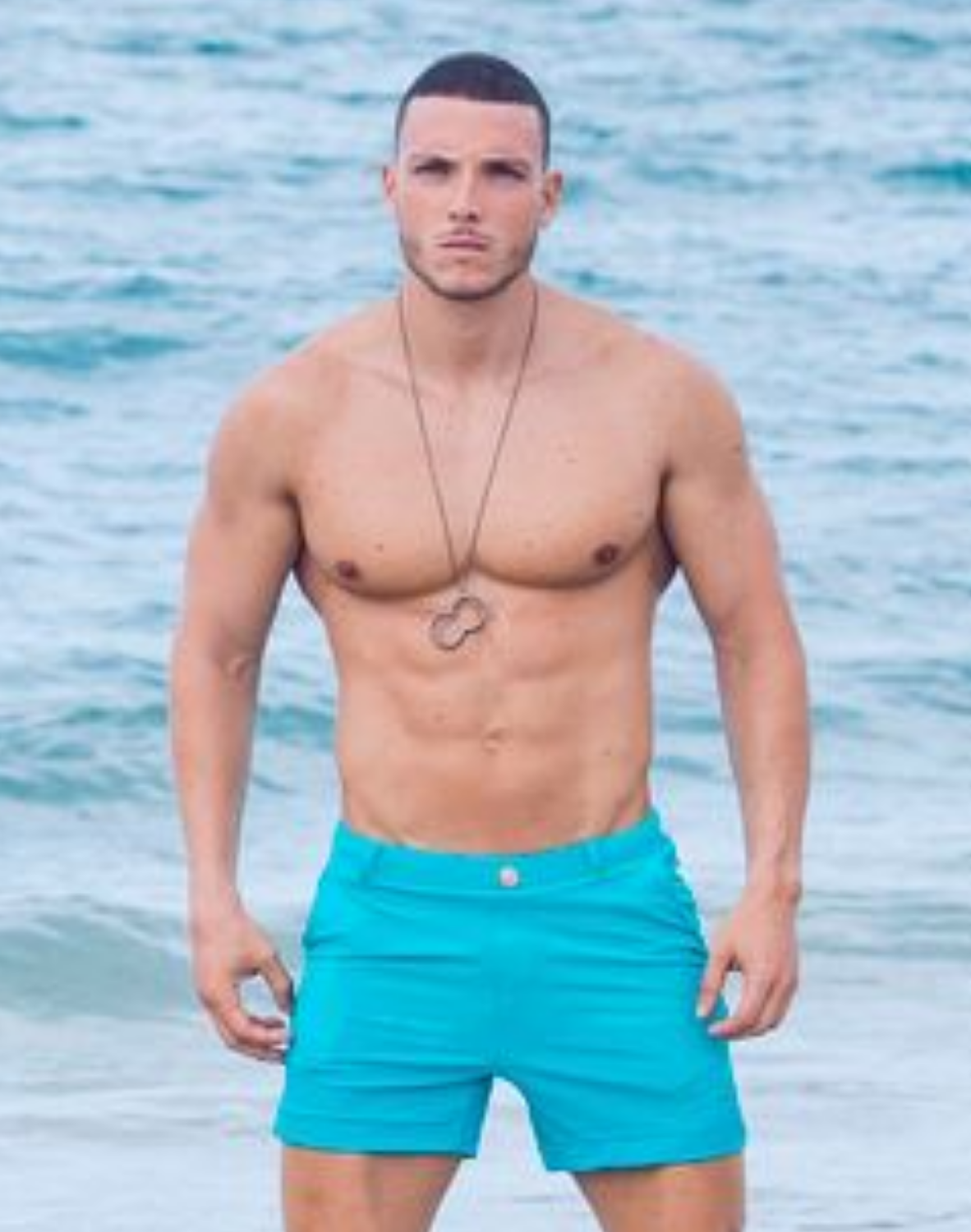 Aqua blue CITYBOYZ★USA 2Eros Bondi Short for men, casual fashion shorts with a relaxed fit and stylish design.