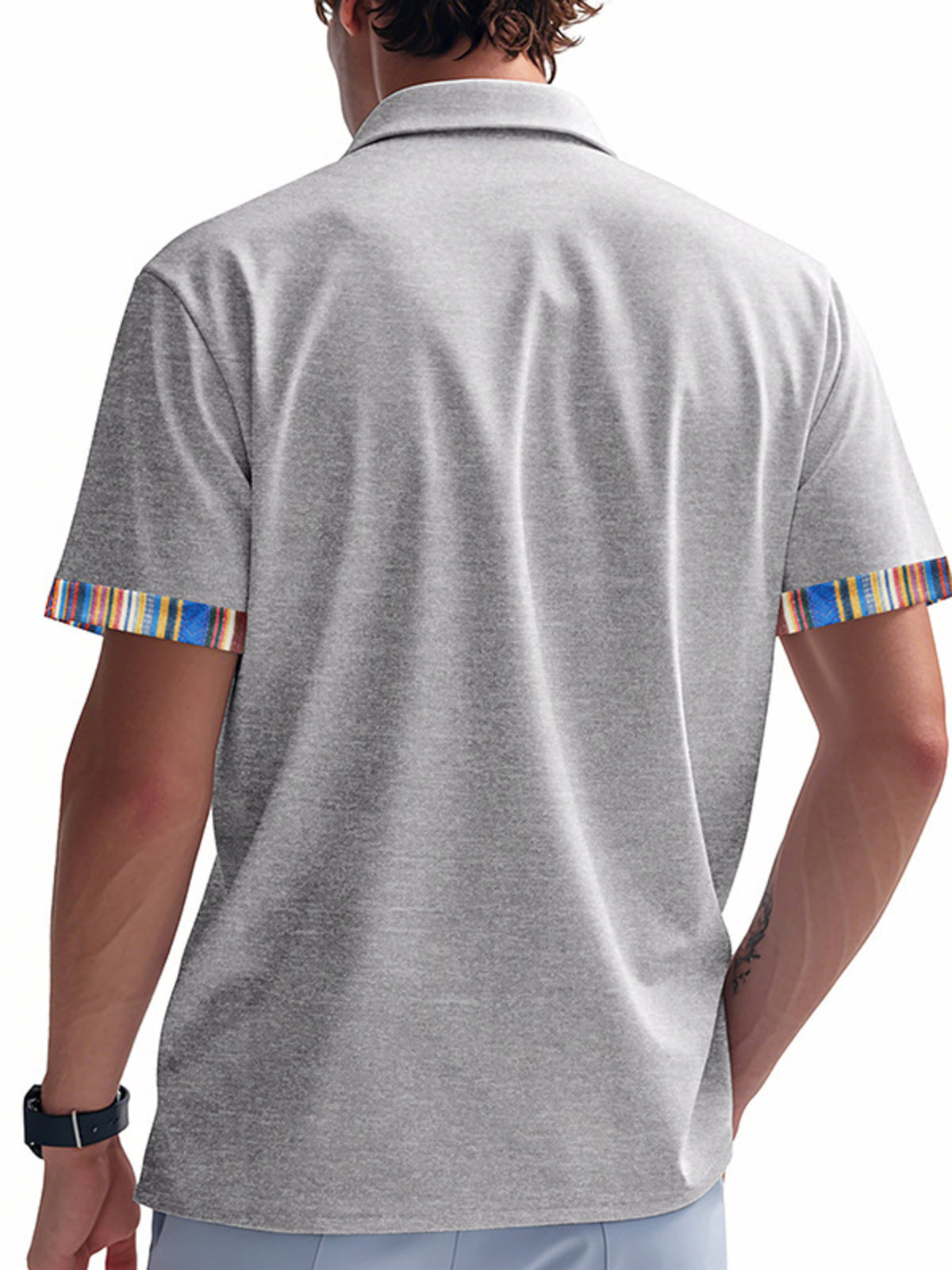 Men's RIGOR short sleeve shirt with colorful trim, casual shirt featuring vibrant accents and a classic fit.