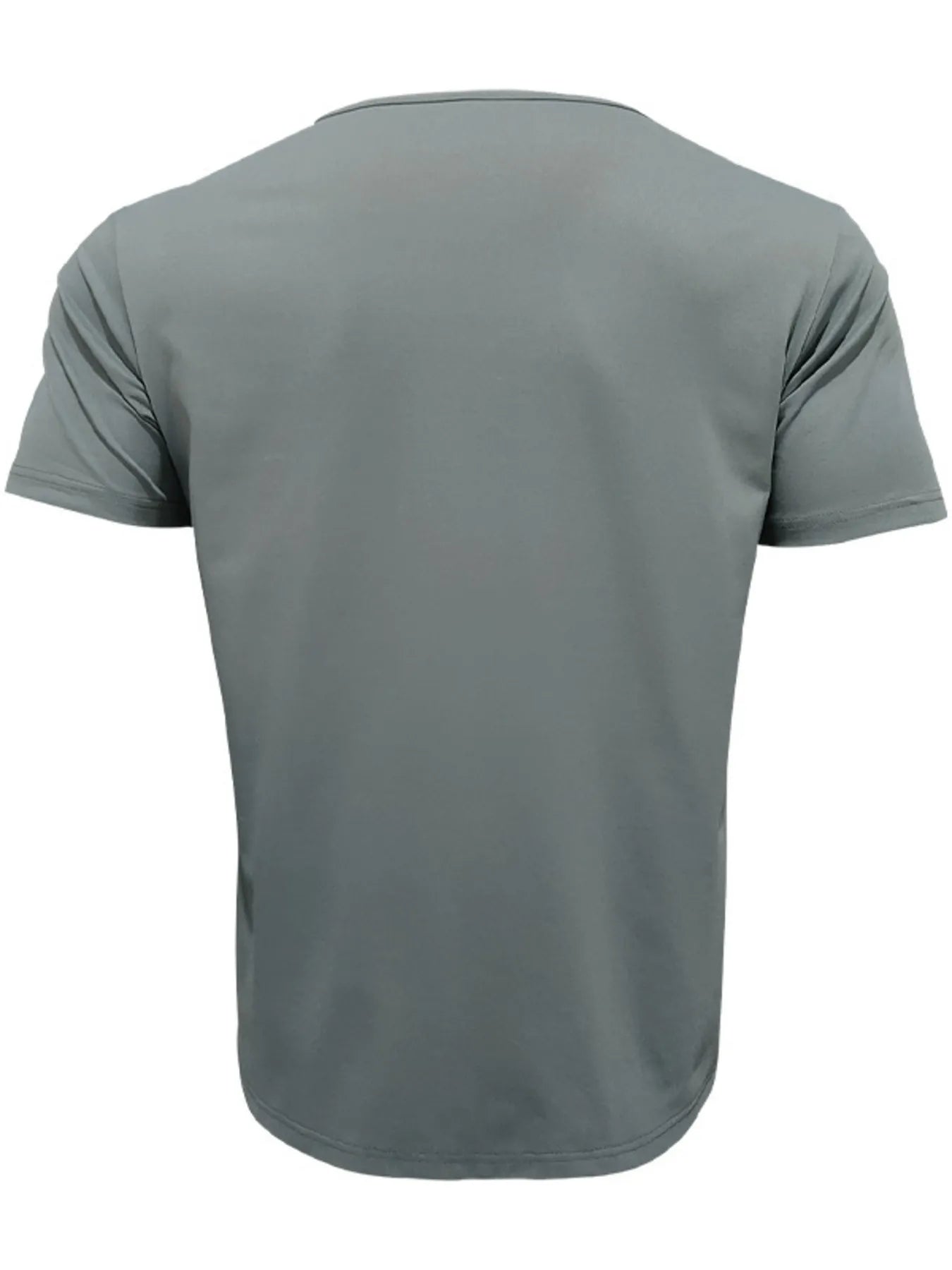 Men's DapperMate short sleeve round neck T-shirt from Trendsi, in a versatile design, shown in a close-up view of the shirt fabric and neckline.