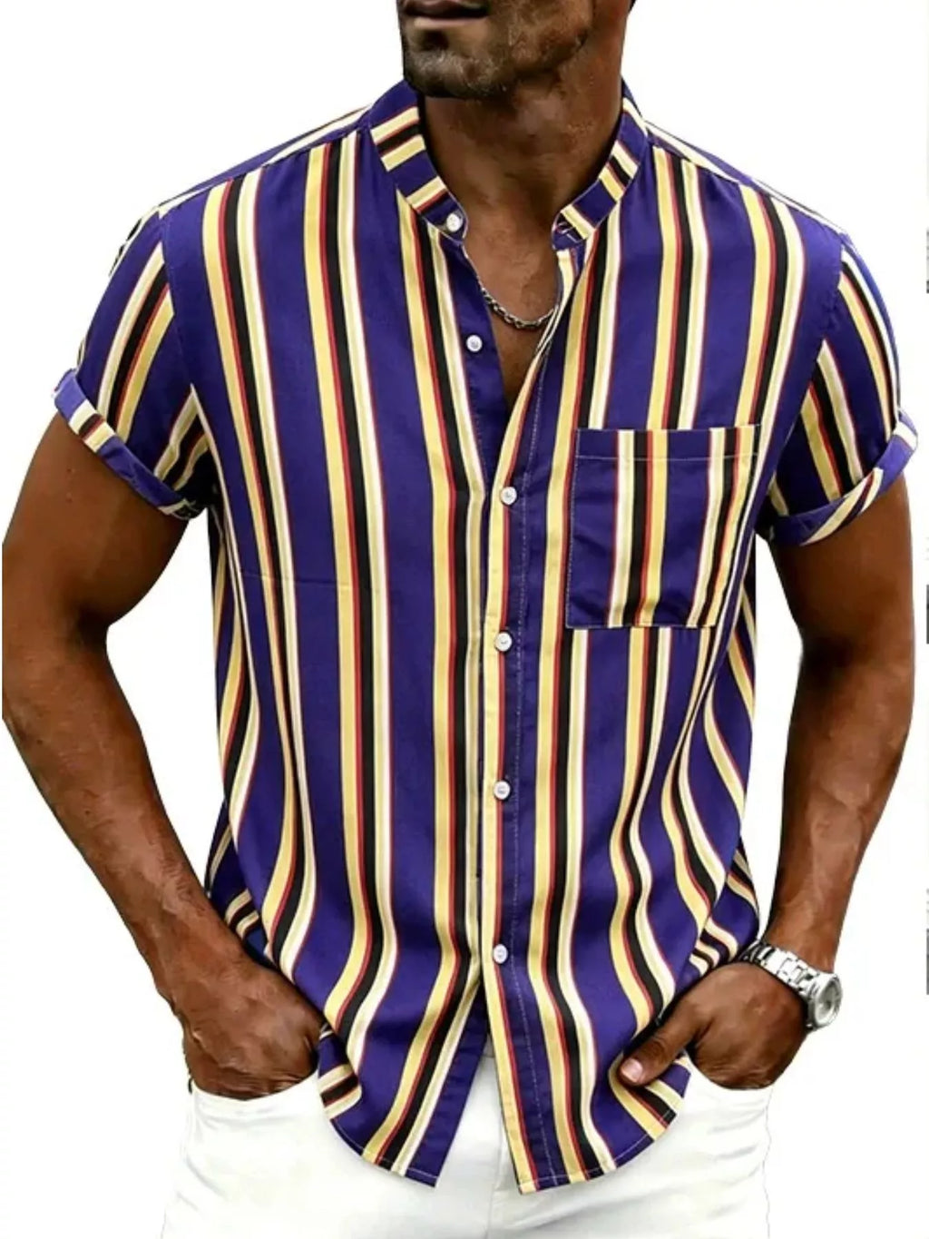 RIGOR men's casual short sleeve polo shirt and matching shorts set by Trendsi, featuring a relaxed fit and comfortable fabric.