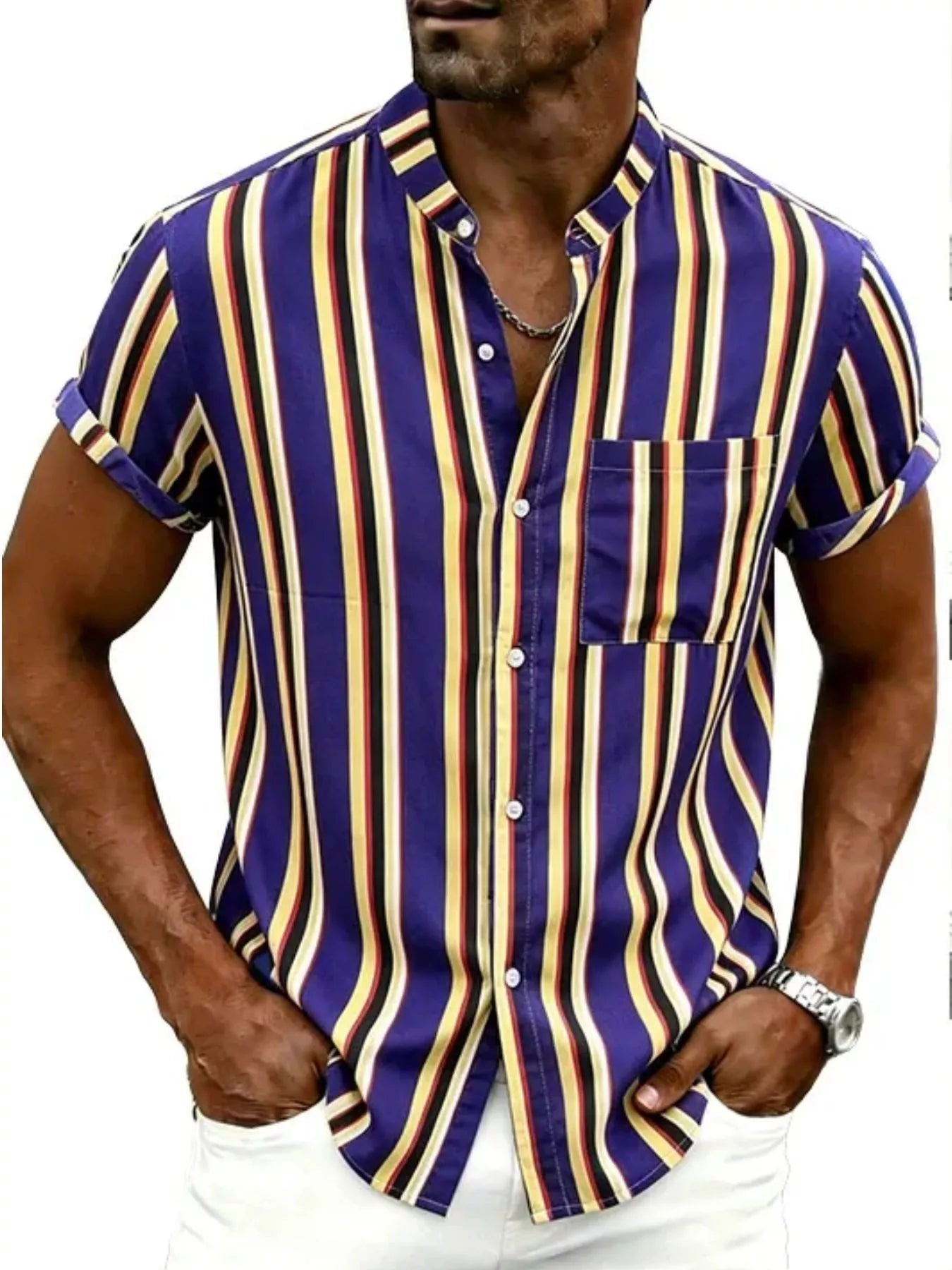 RIGOR men's casual short sleeve polo shirt and matching shorts set by Trendsi, featuring a relaxed fit and comfortable fabric.