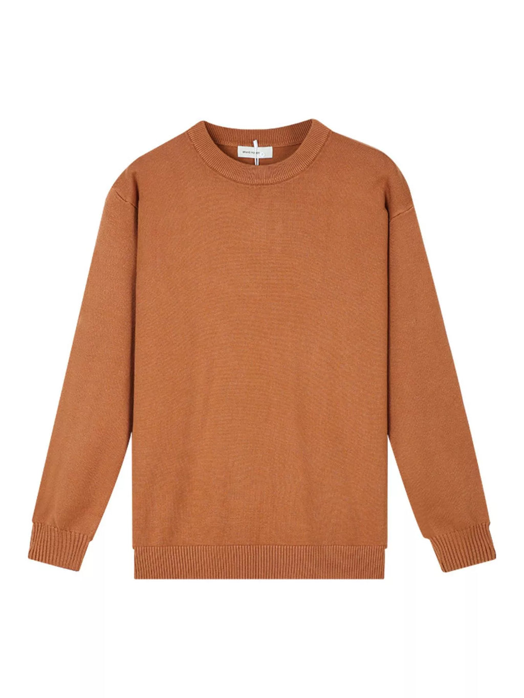 ValiantMan men's minimalist crew neck sweater by Trendsi, featuring ribbed cuffs and a simple, modern design.