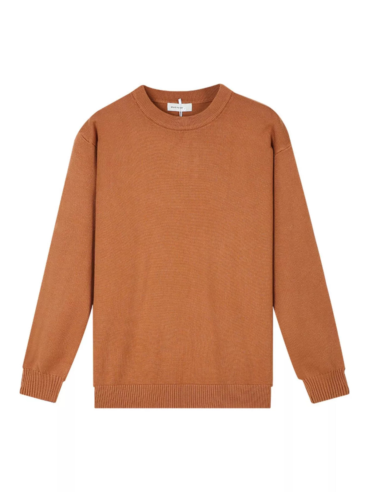 ValiantMan men's minimalist crew neck sweater by Trendsi, featuring ribbed cuffs and a simple, modern design.