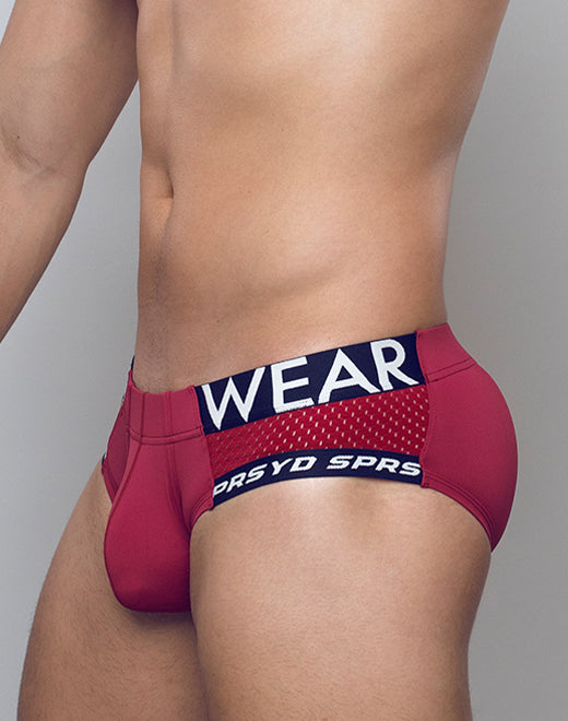 Red Supawear SPR Max Brief underwear by CITYBOYZ★USA, showing the snug fit and sleek design on a white background.
