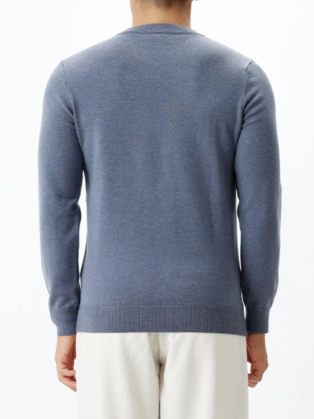 Plus size men's ValiantMan crew neck sweater from Trendsi, shown in classic fit with ribbed cuffs and neckline.