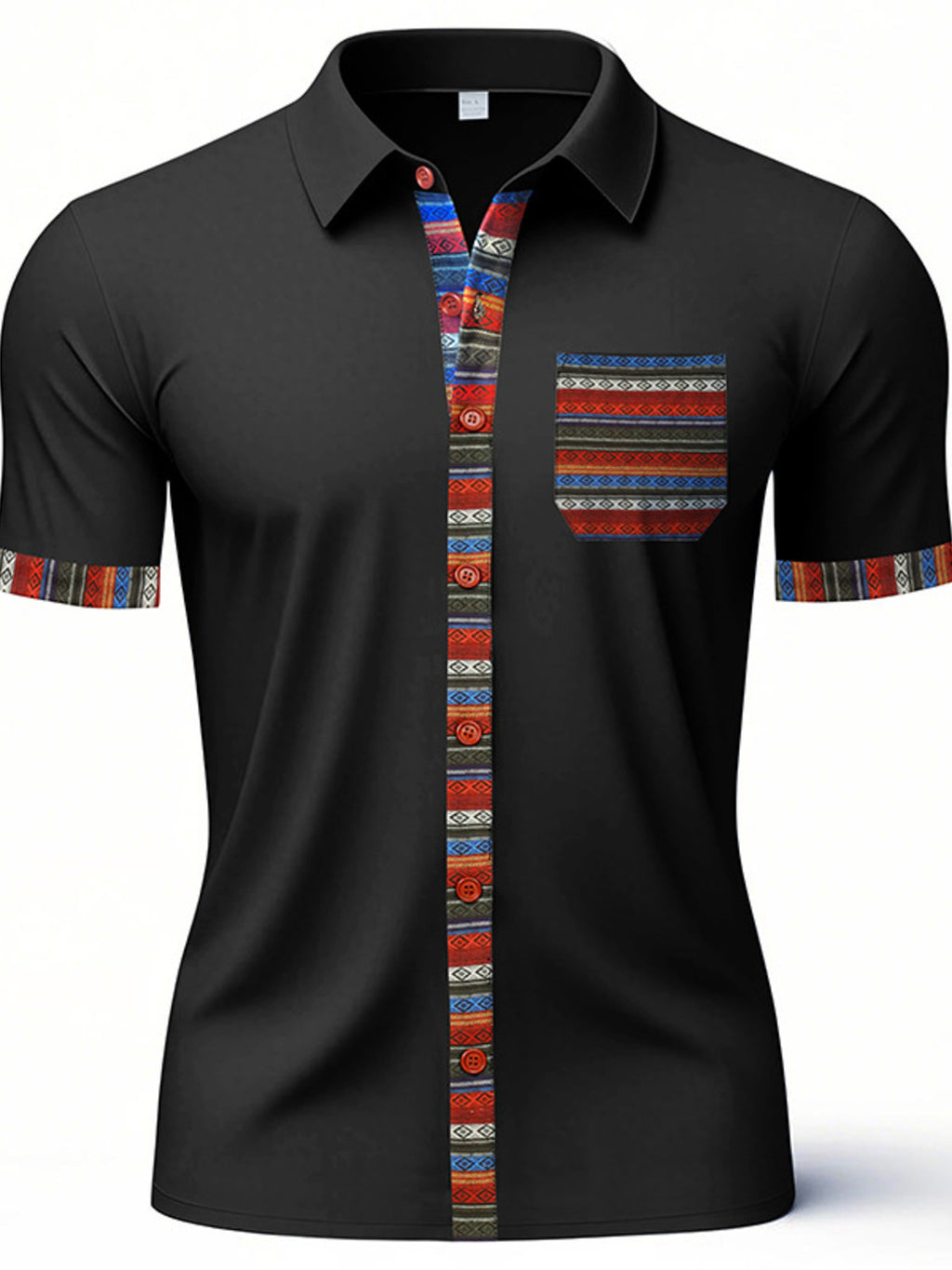Men's RIGOR short sleeve shirt with colorful trim, casual fit, and button-up front, perfect for stylish everyday wear.