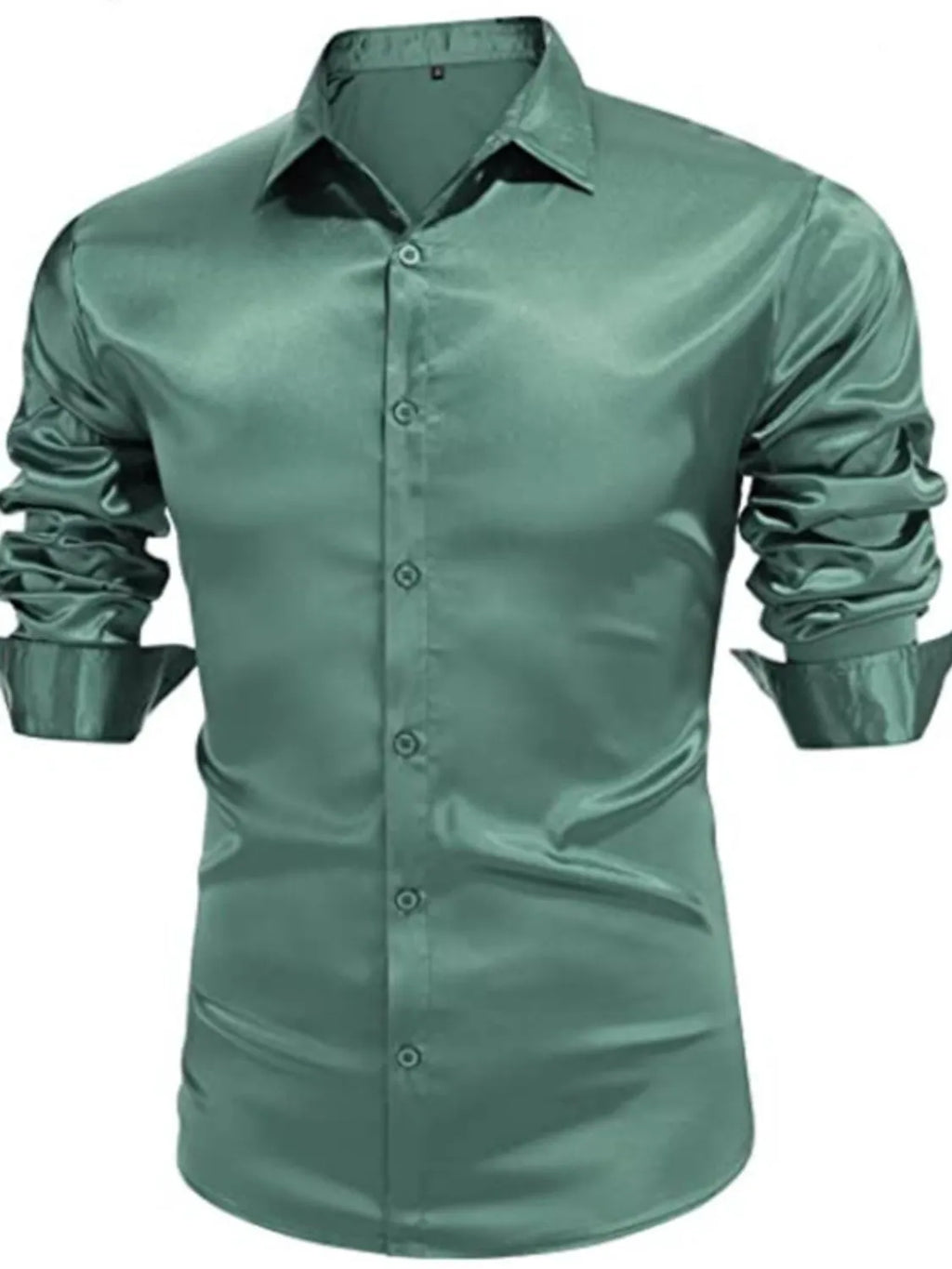 Men's full-size button-up long sleeve shirt by Trendsi, casual men's shirt with a classic collar and button closure.