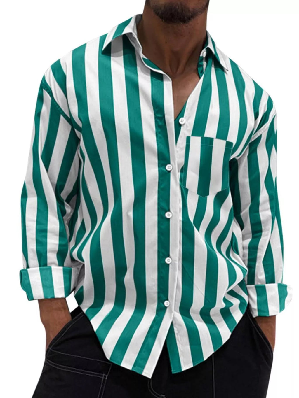 Men's long sleeve button-up shirt by Trendsi, LusterMan brand, featuring a stylish design and classic fit.