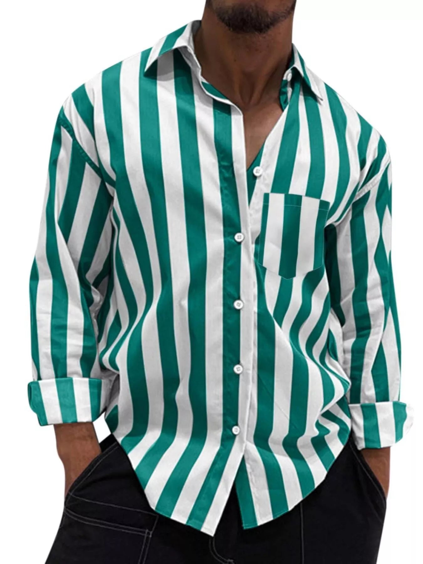 Men's long sleeve button-up shirt by Trendsi, LusterMan brand, featuring a stylish design and classic fit.