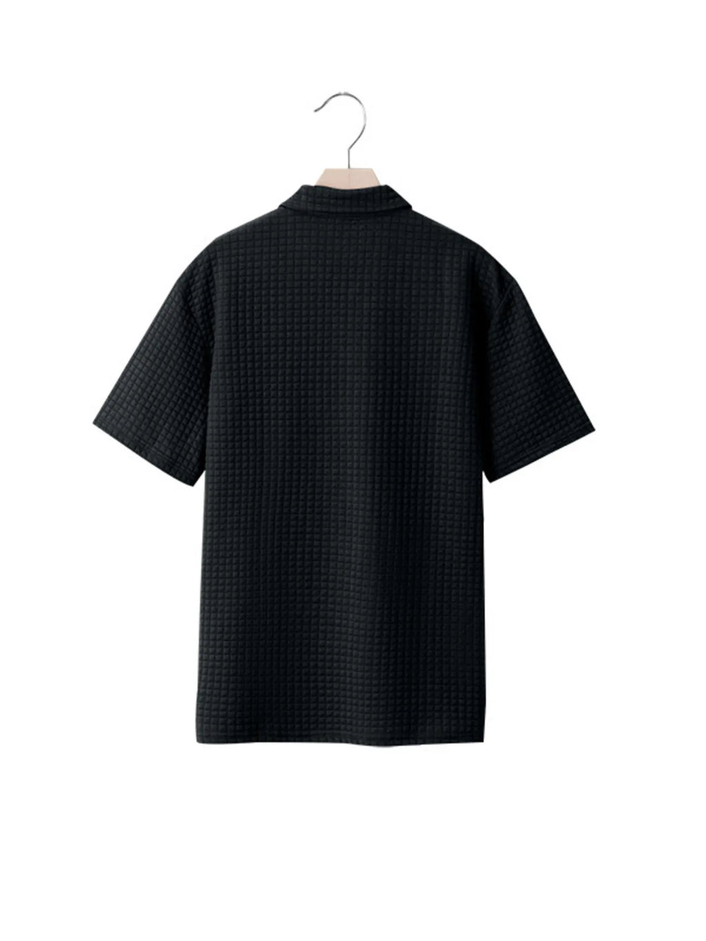 Men's waffle short sleeve polo shirt by Trendsi featuring zipper detail and a classic collar in a versatile design.
