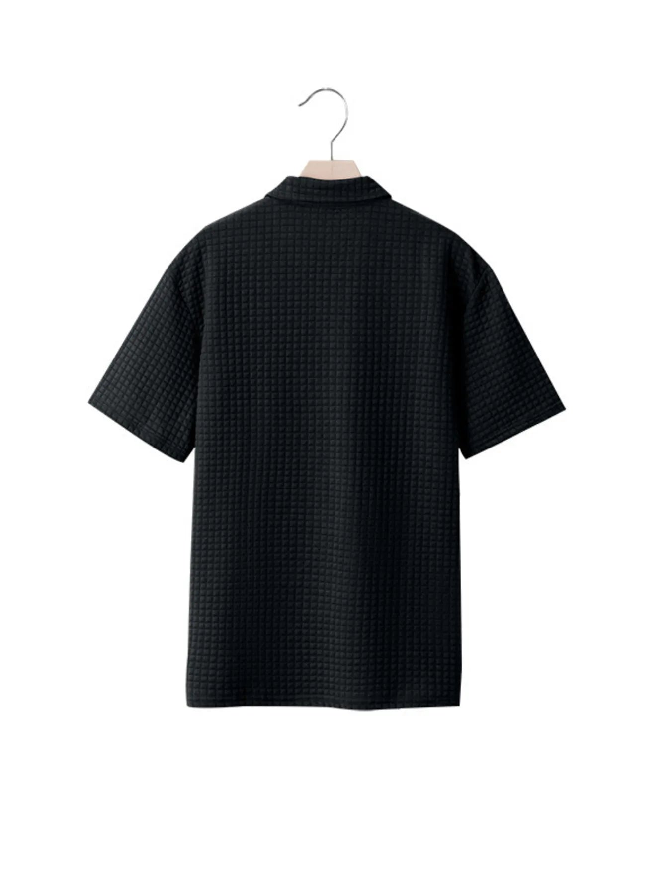 Men's waffle short sleeve polo shirt by Trendsi featuring zipper detail and a classic collar in a versatile design.