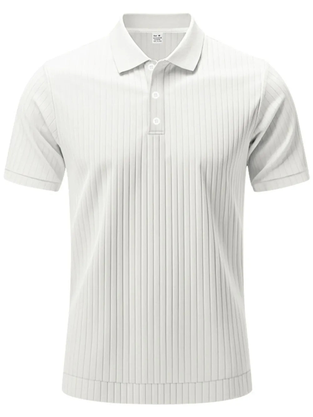 Men's ribbed short sleeve polo shirt by Trendsi, full size plus options, in a stylish design with a classic collar and ribbed texture.