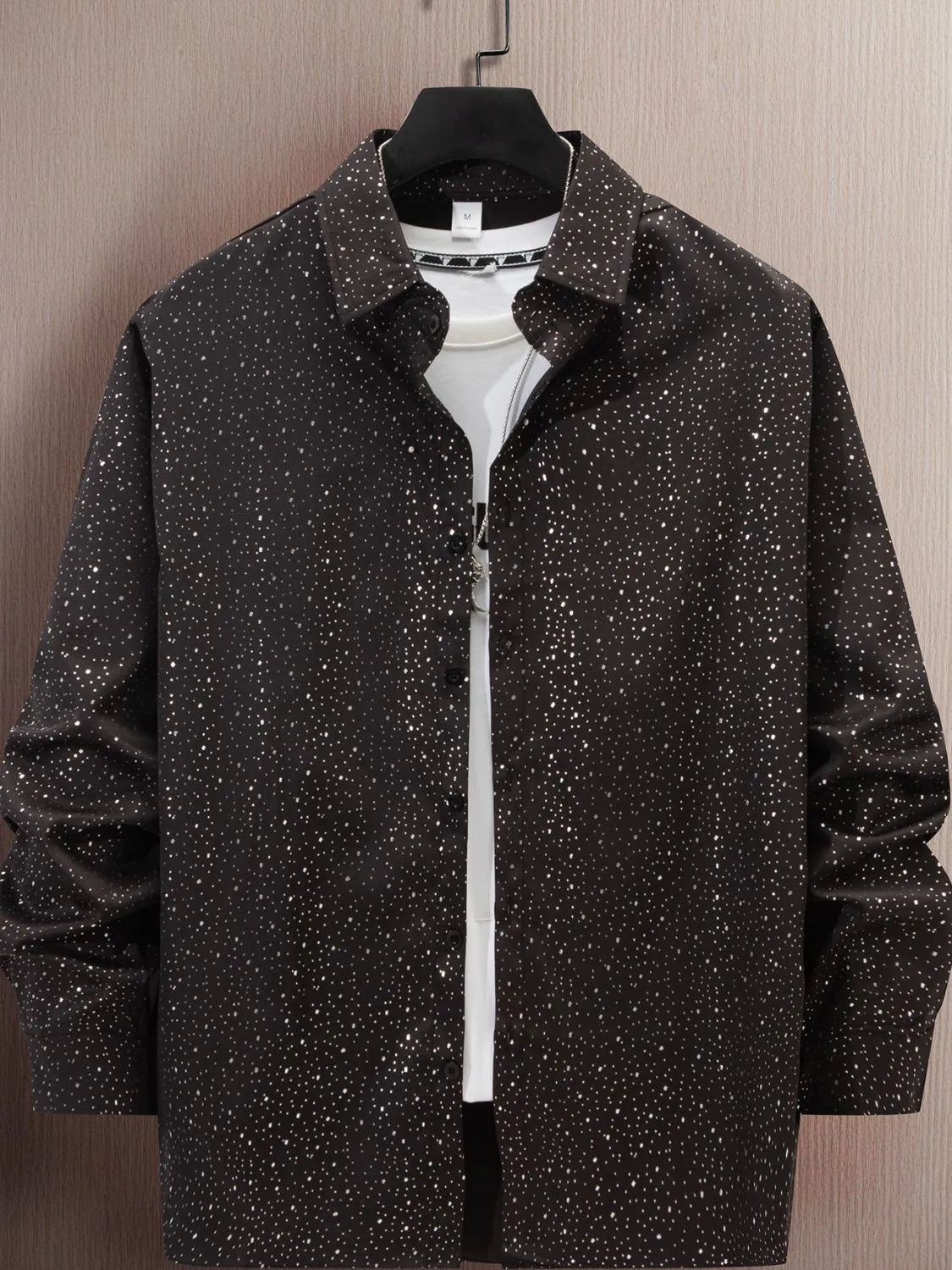 Full size men's button-up long sleeve shirt by Trendsi, featuring a classic design and comfortable fit.