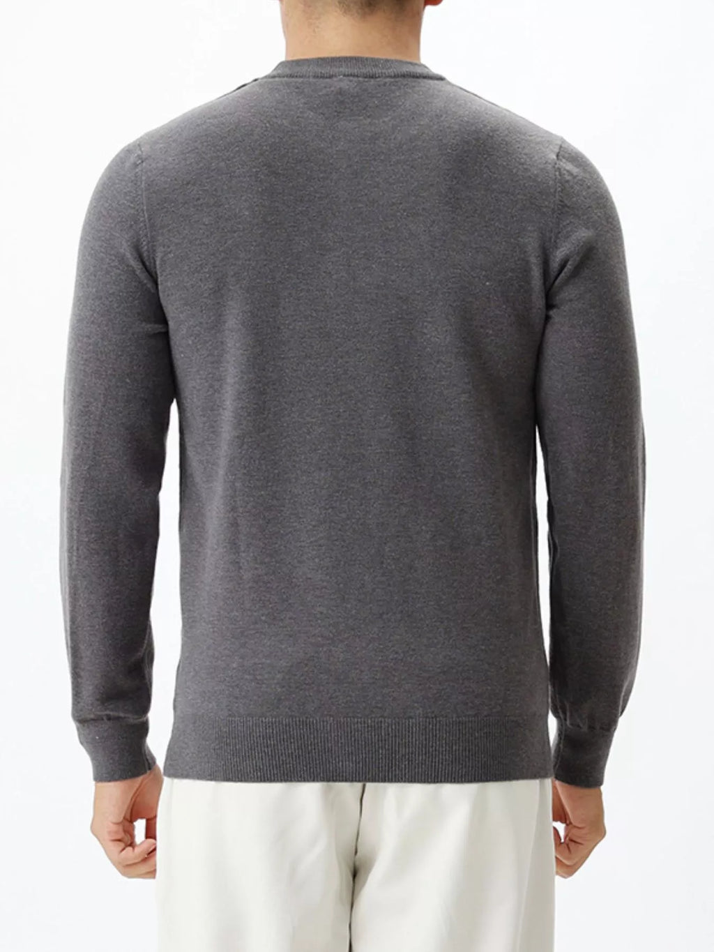 Plus size men's ValiantMan classic crew neck sweater in a neutral color, displayed on a hanger.