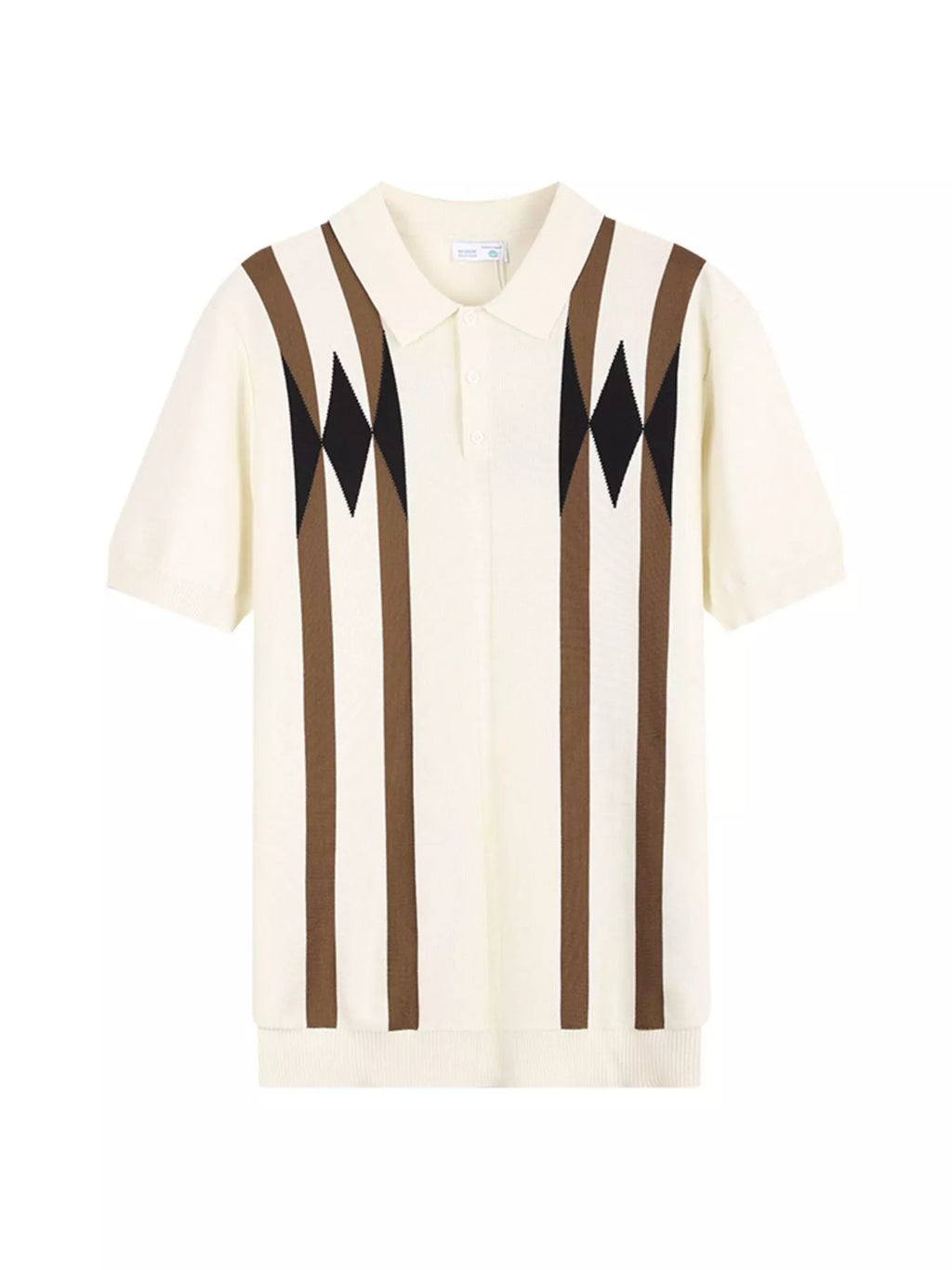 Plus size men's ValiantMan geometric pattern knitted polo shirt with a classic collar and short sleeves, stylish and comfortable.