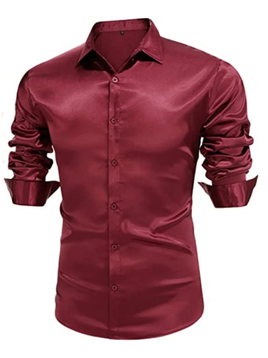 Men's full size button-up long sleeve shirt by Trendsi, shown in a classic design with collar and cuffs.