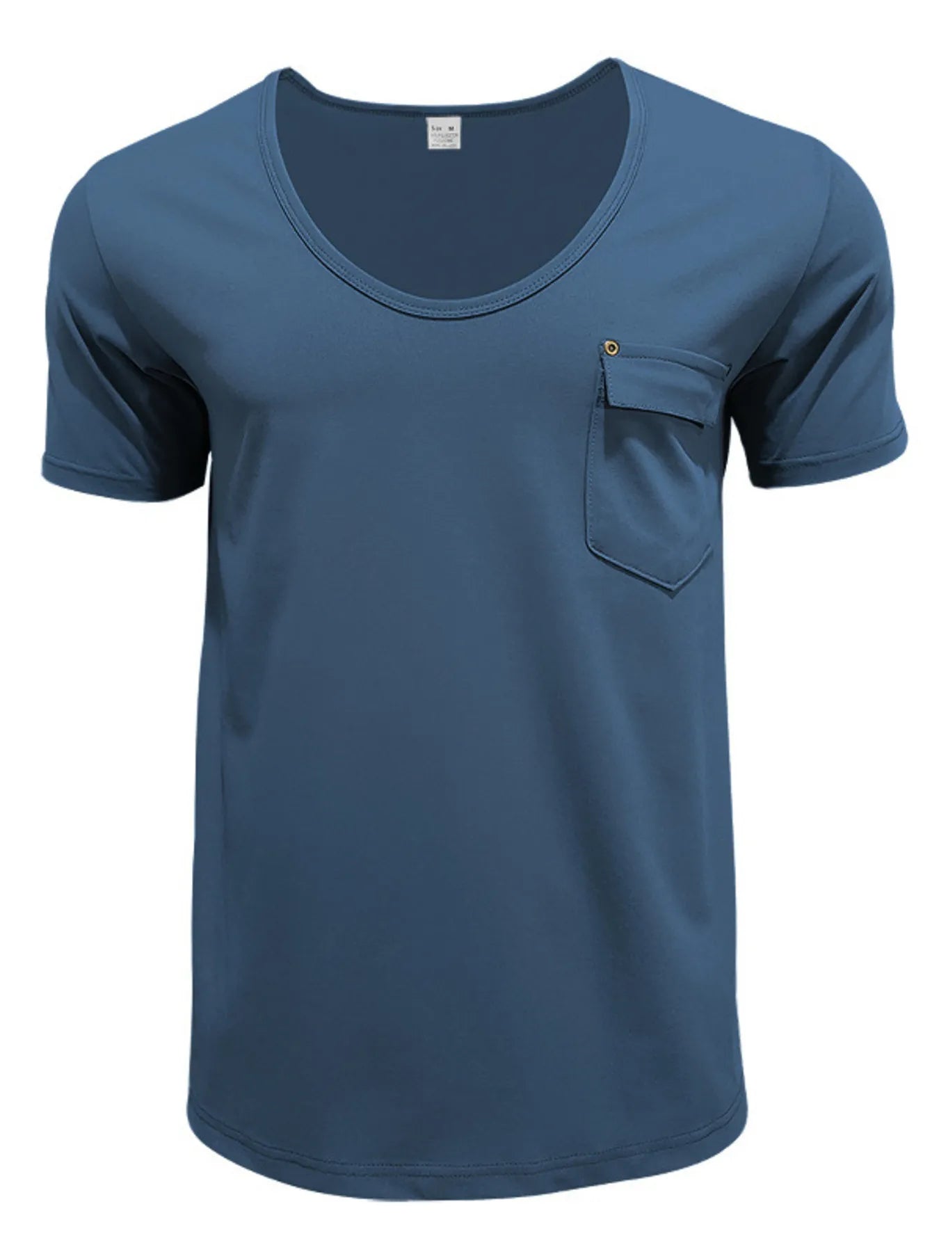 Men's round neck short sleeve T-shirt by Trendsi, featuring a classic fit and simple design, displayed on a neutral background.