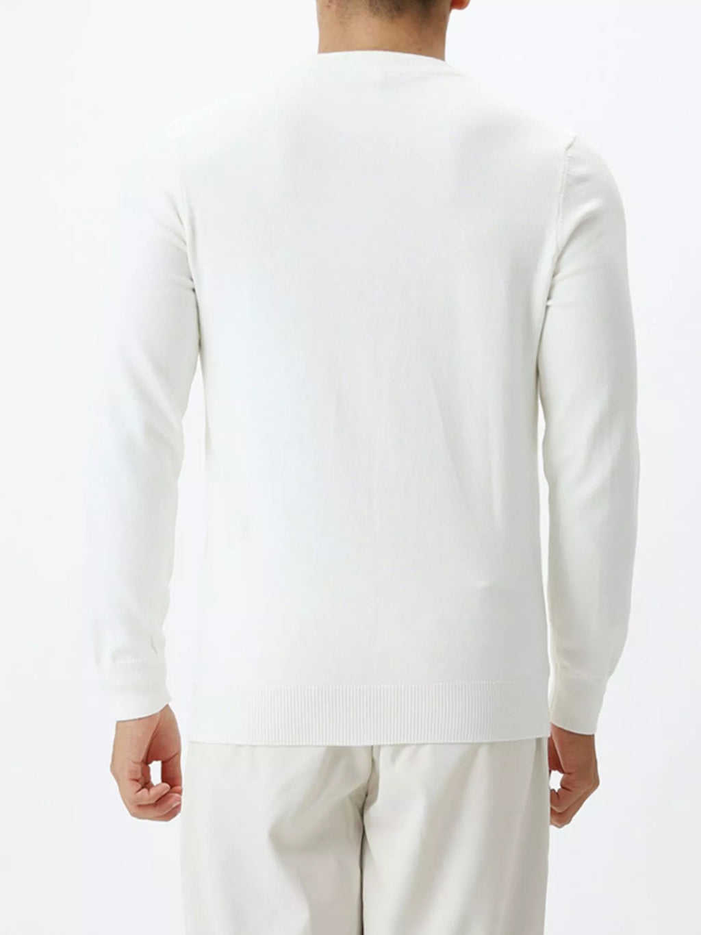 Plus size men's crew neck sweater by Trendsi, classic fit, in a neutral color, displayed on a hanger.