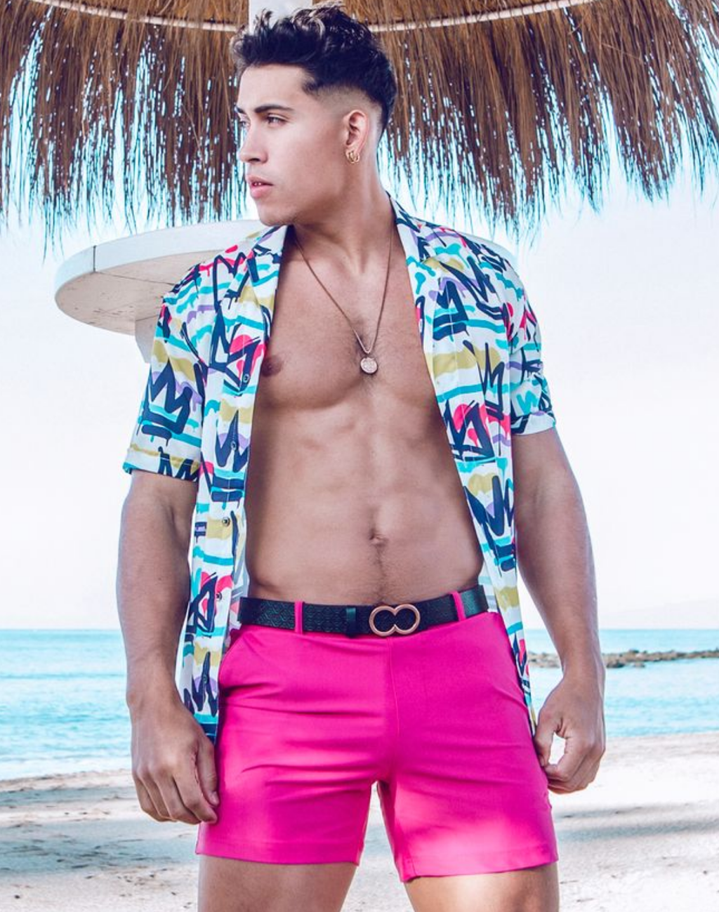 Bright fuchsia CITYBOYZ★USA 2Eros Bondi Short for men, stylish casual shorts with a comfortable fit and vibrant color.
