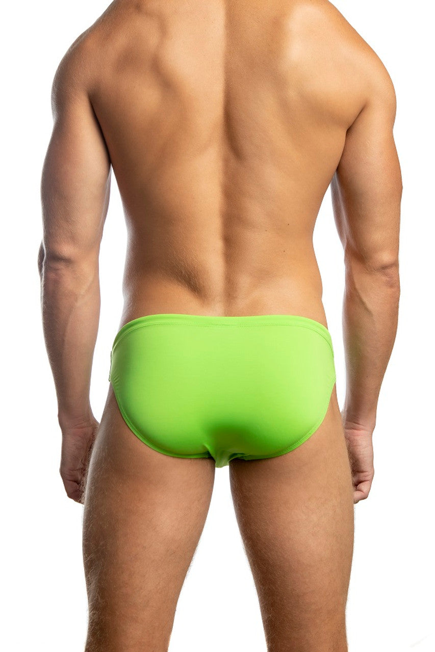 Green Jack Adams Team 1" Racer Swim Brief by CITYBOYZ★USA, close-up view showing sleek design and vibrant color.