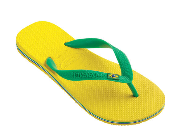 Light yellow Havaianas Brasil sandals by CITYBOYZ★USA, featuring the classic flip-flop design and textured footbed.