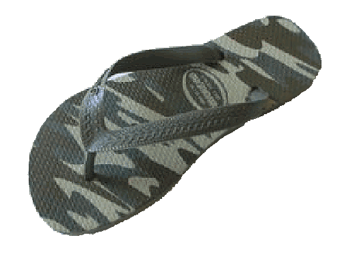 CityBOYZ USA Havaianas camouflage jungle green sandals with flip-flop design and rubber soles.