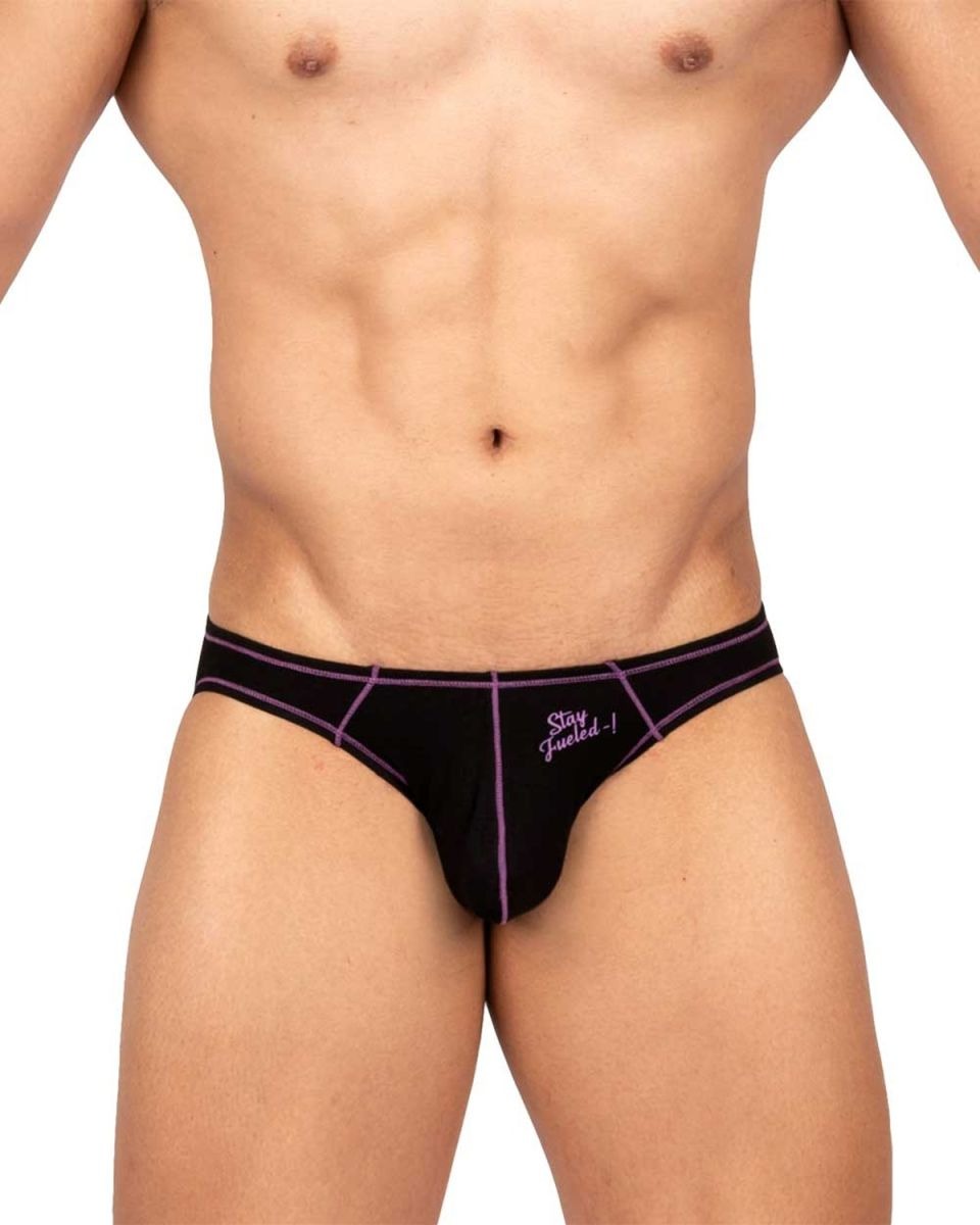 Charcoal CITYBOYZ★USA Private Structure Prime Eutopia bikini brief with sleek design and comfortable fit, shown on a model.
