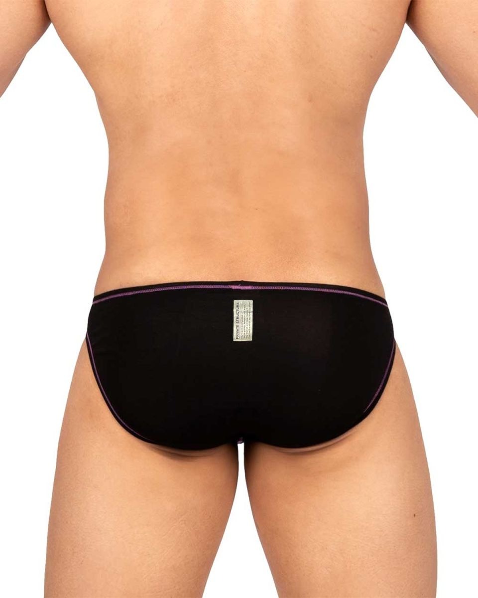 Charcoal CITYBOYZ★USA Private Structure Prime Eutopia bikini brief with sleek fit and minimal coverage, shown on a model.