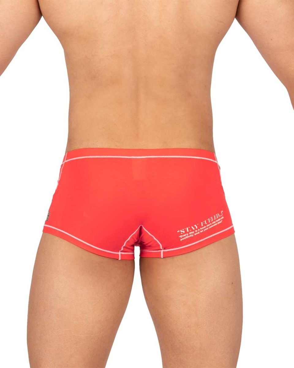 Red CITYBOYZ★USA Private Structure Prime Elysian Hipster trunk showing front view and detailed fabric texture.