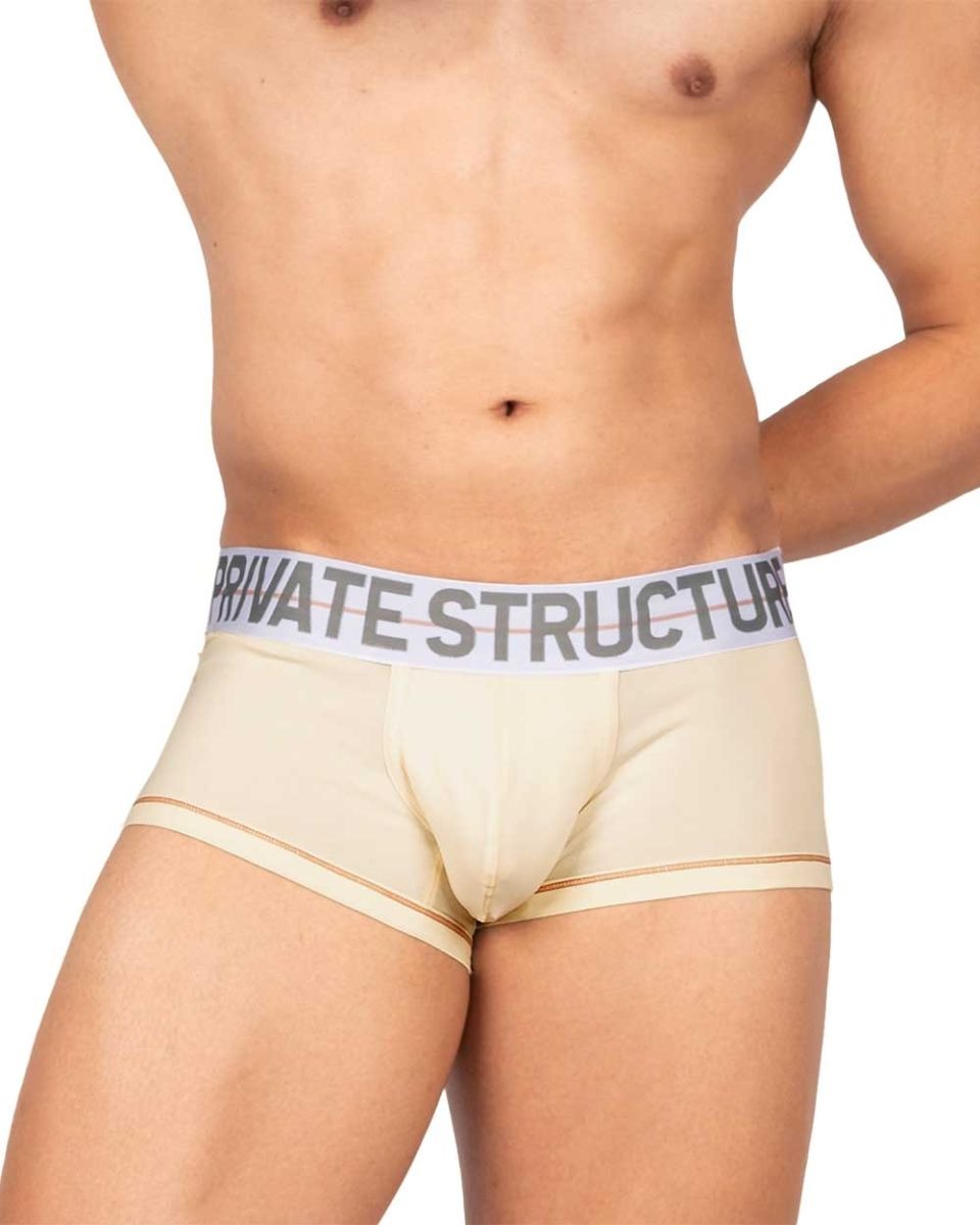 Cream CITYBOYZ★USA Private Structure Mo Lite mid waist trunk with a soft fabric finish, shown on a neutral background.