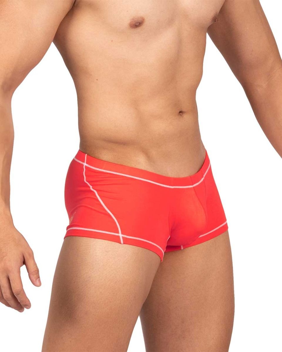 Red CITYBOYZ★USA Private Structure Prime Elysian Hipster trunk underwear with smooth fabric and comfortable fit, shown laid flat.