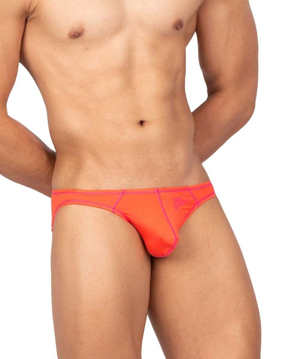 Private Structure Prime Eutopia bikini brief by CITYBOYZ★USA, featuring vibrant tangarine color and comfortable fit.