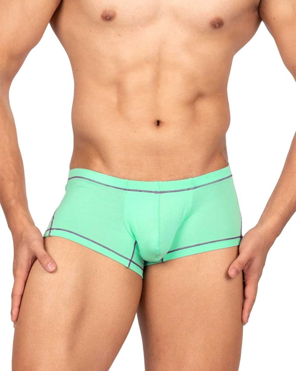 CityBOYZ USA Private Structure Prime Elysian cyan hipster trunks featuring a sleek design and comfortable fit.