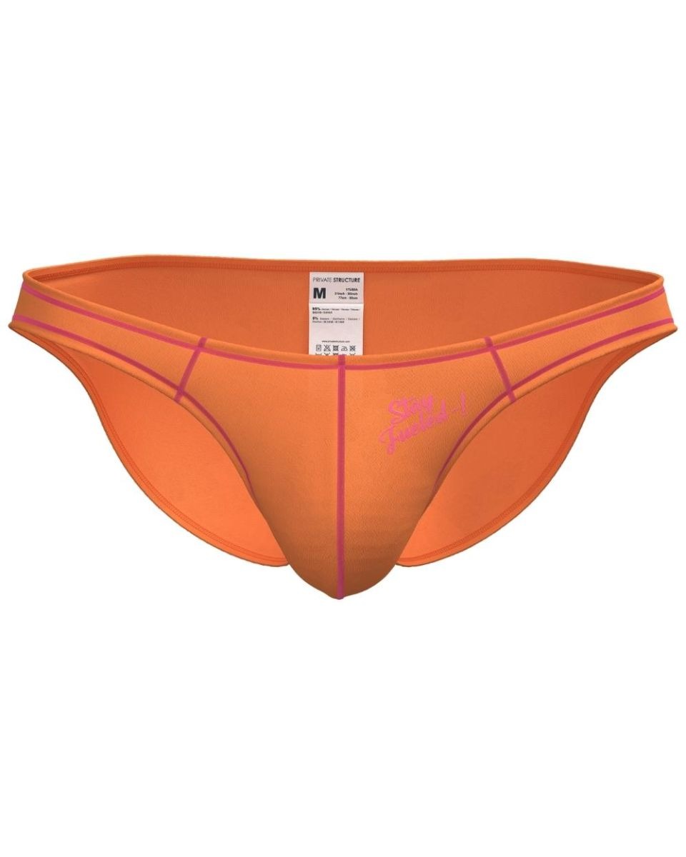 CityBoyz USA Private Structure Prime Eutopia Bikini Brief in Tangarine color, featuring a sleek, fitted design and comfortable waistband.