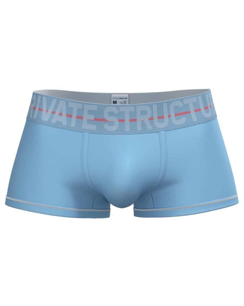 Blue CITYBOYZ★USA Private Structure Mo Lite mid-waist trunk with sleek design and comfortable fit, shown on a model.