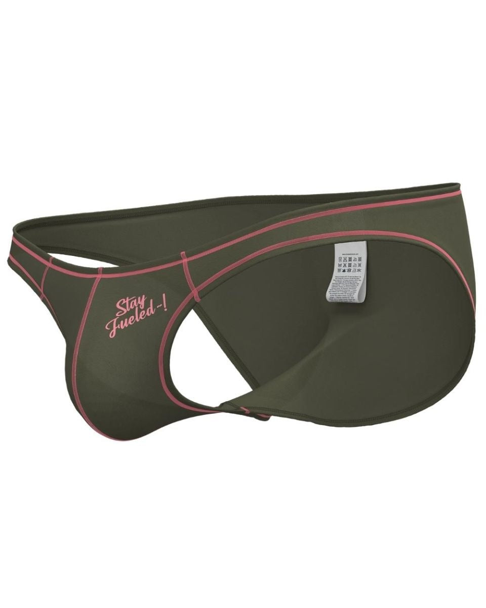Olive green Private Structure Prime Eutopia bikini brief by CITYBOYZ★USA, featuring a comfortable fit and stylish design.