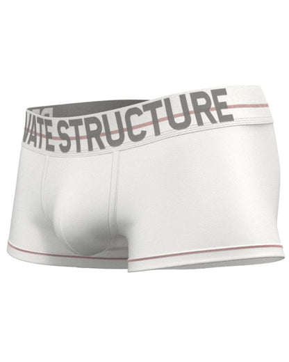 White CITYBOYZ★USA Private Structure Mo Lite mid-waist trunk with a sleek fit and minimalist design, displayed on a plain background.