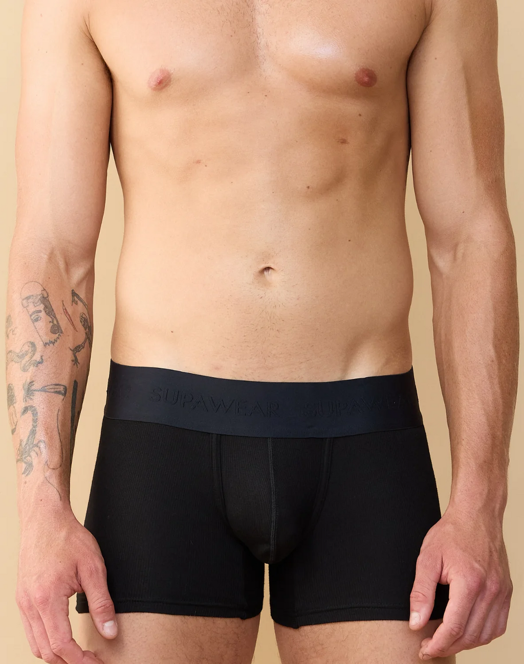 Supawear Ribbed Cotton Trunks by CITYBOYZ USA featuring a snug fit and ribbed texture, displayed on a white background.