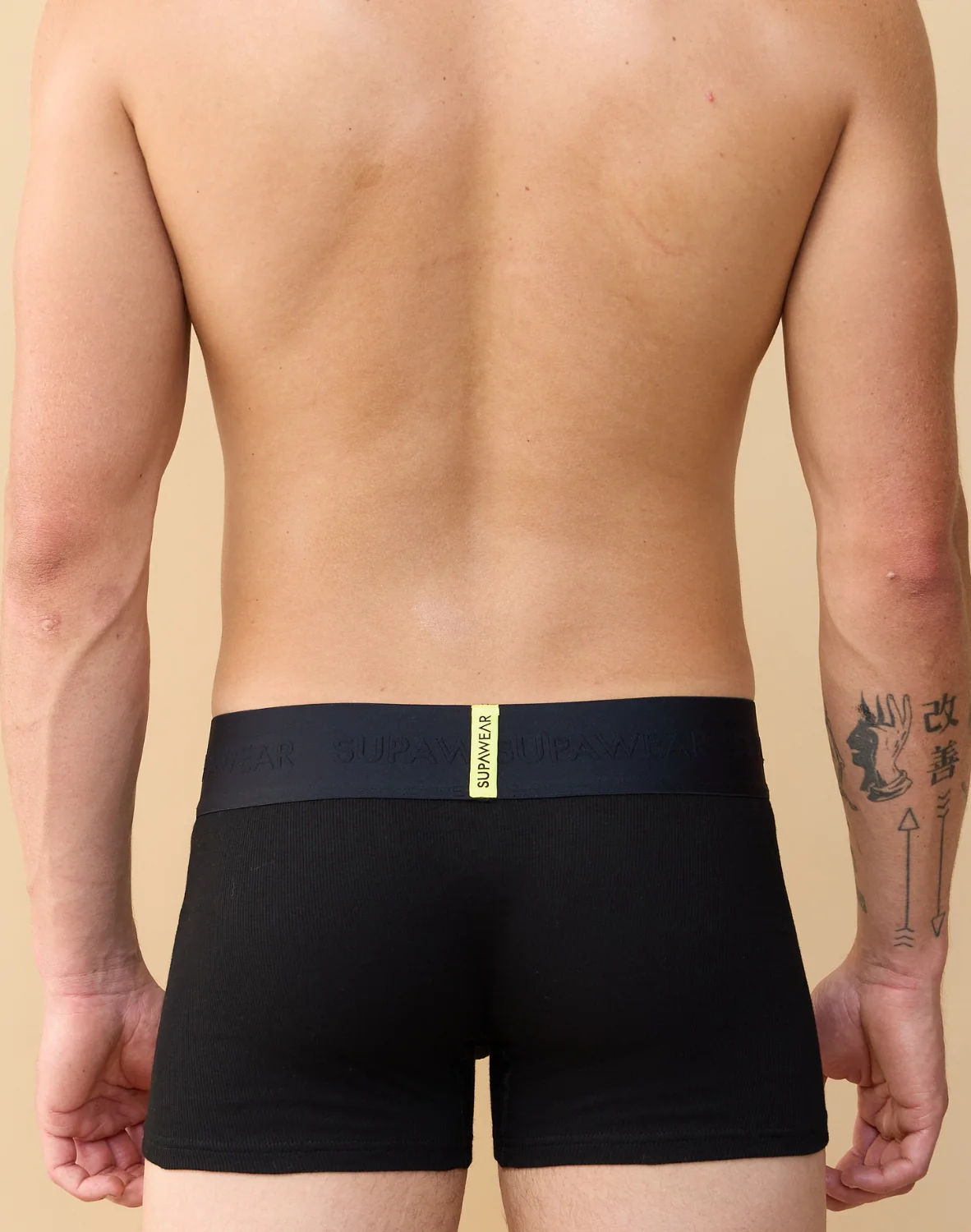 CITYBOYZ★USA Supawear ribbed cotton trunk showing navy blue fabric with ribbed texture and elastic waistband.