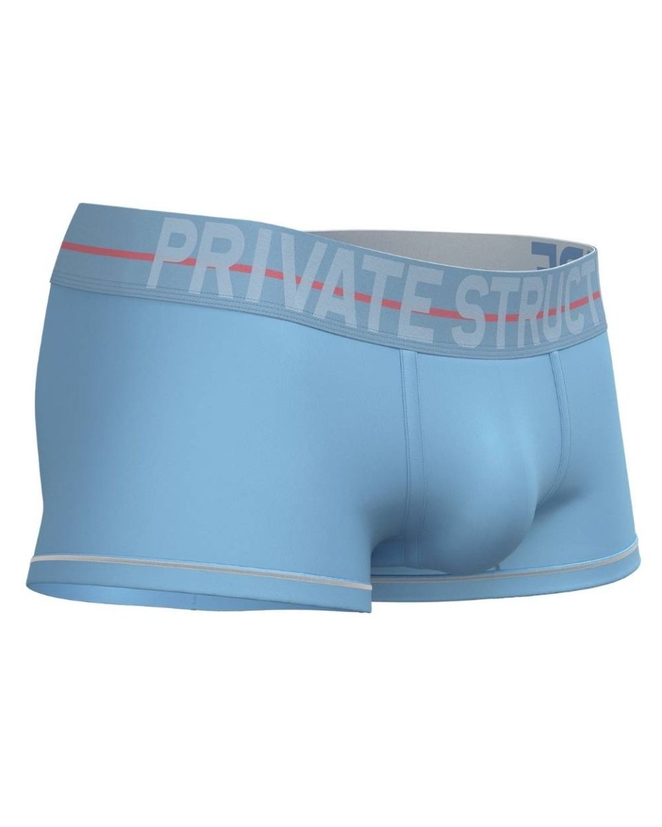 Blue CITYBOYZ★USA Private Structure Mo Lite mid-waist trunk displayed on a model, showcasing its fit and comfortable design.
