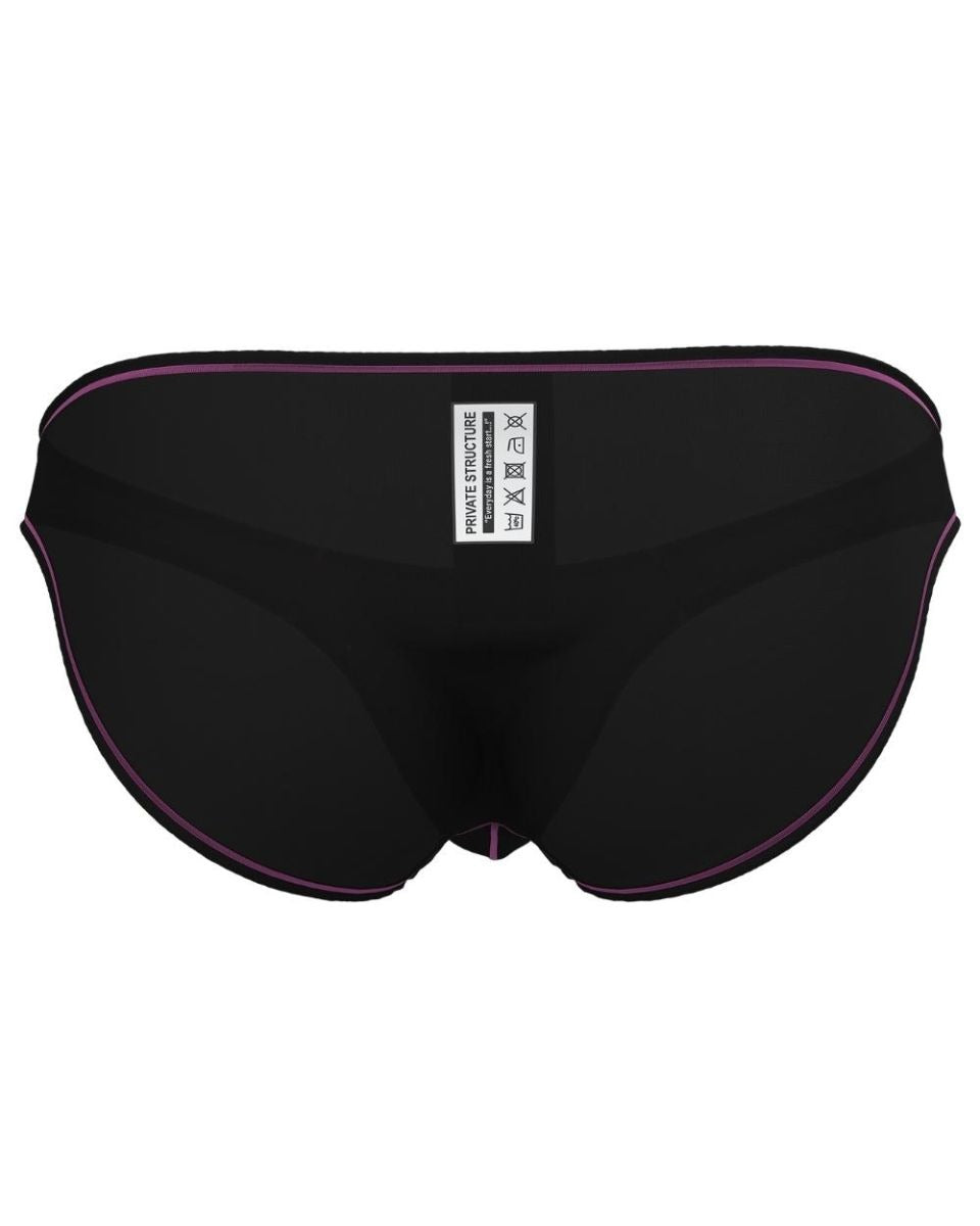 Charcoal CITYBOYZ★USA Private Structure Prime Eutopia Bikini Brief laid flat, showcasing sleek design and comfortable fit.
