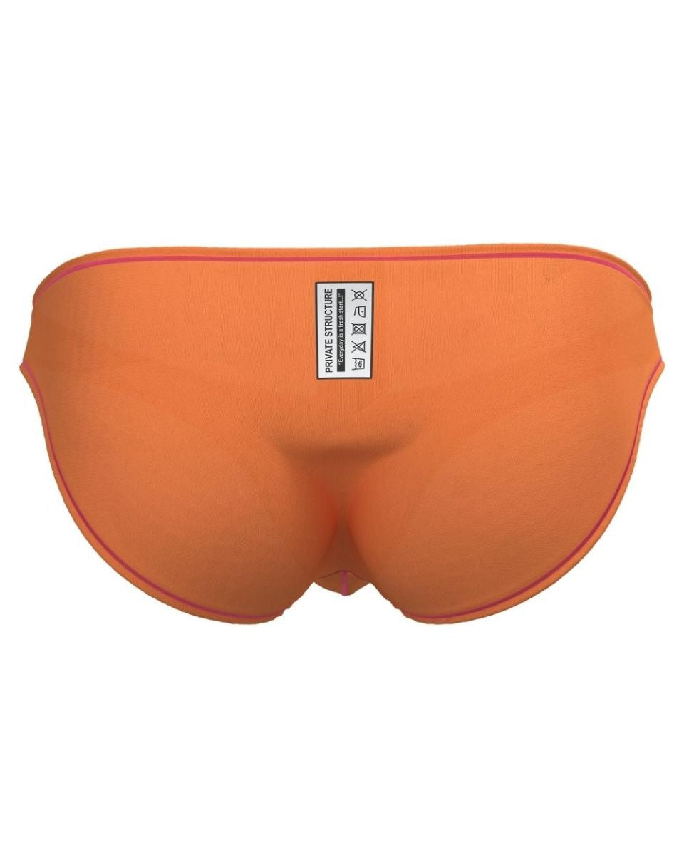 Private Structure Prime Eutopia bikini brief by CITYBOYZ USA in tangarine color, featuring a sleek, modern design.