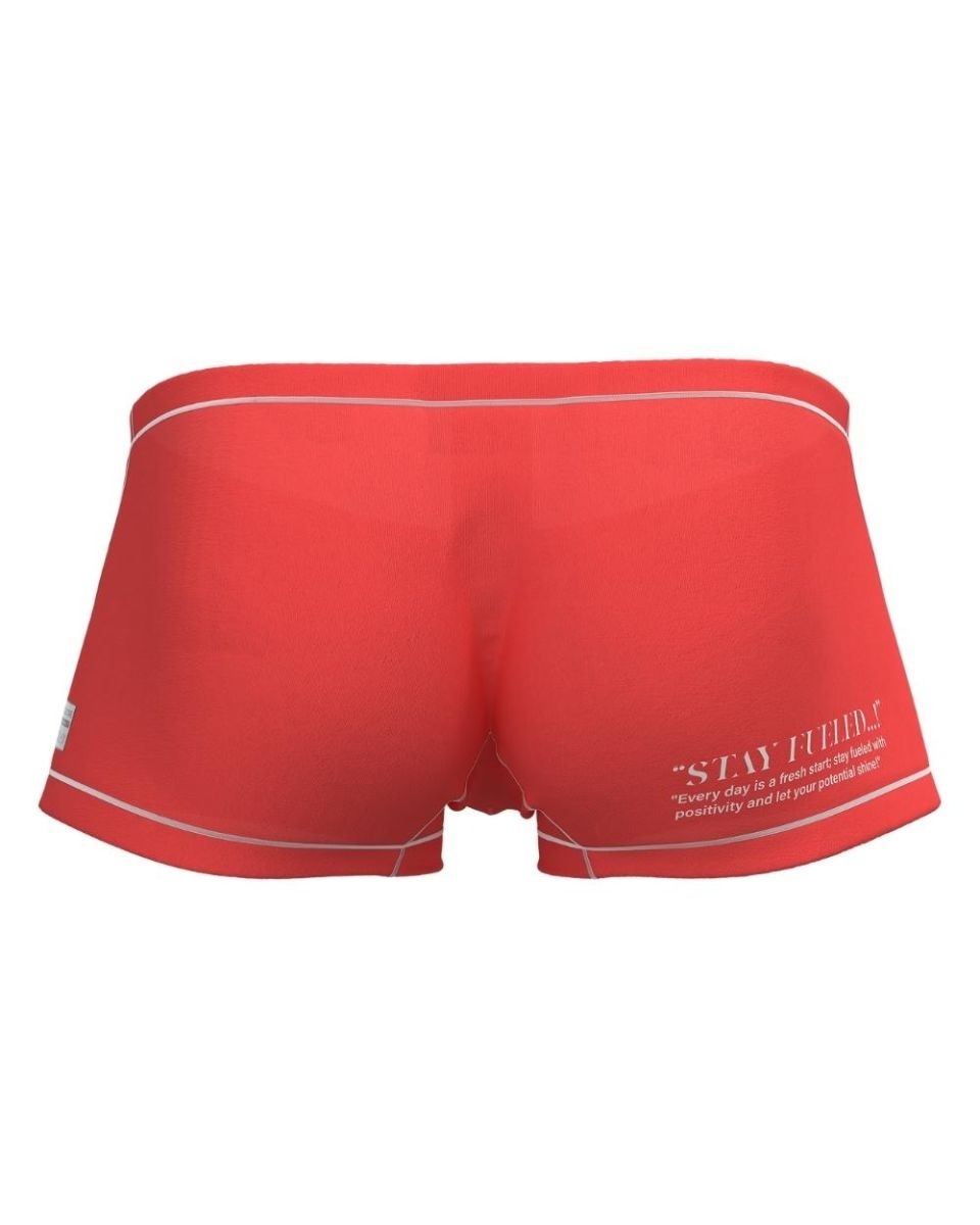 Red Cityboyz USA Private Structure Prime Elysian Hipster trunk underwear, close-up of the waistband and fabric texture.
