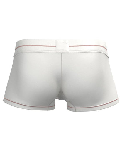 White CITYBOYZ USA Private Structure Mo Lite mid-waist trunk displayed on a model, showcasing its sleek design and comfortable fit.