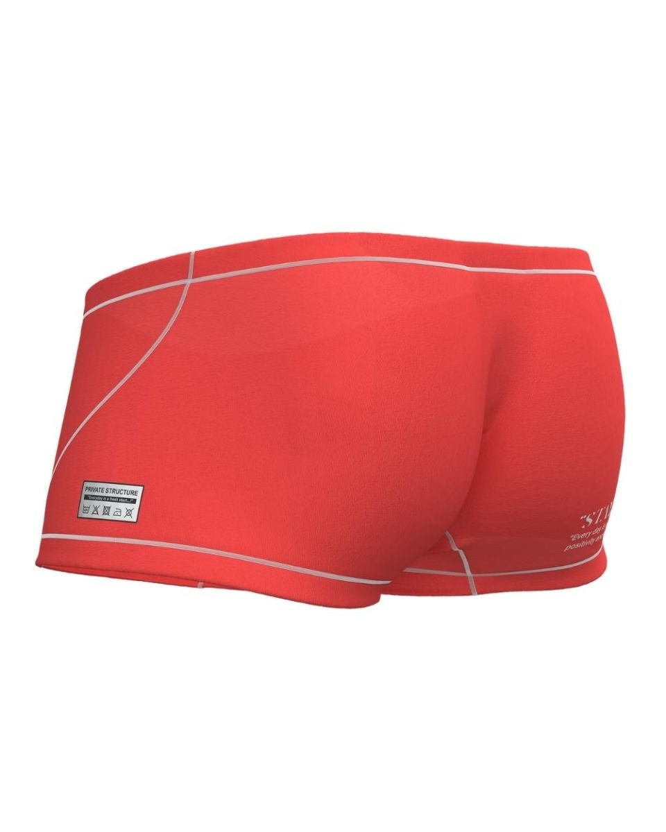 Red CITYBOYZ★USA Private Structure Prime Elysian Hipster trunk underwear with a snug fit and comfortable waistband.