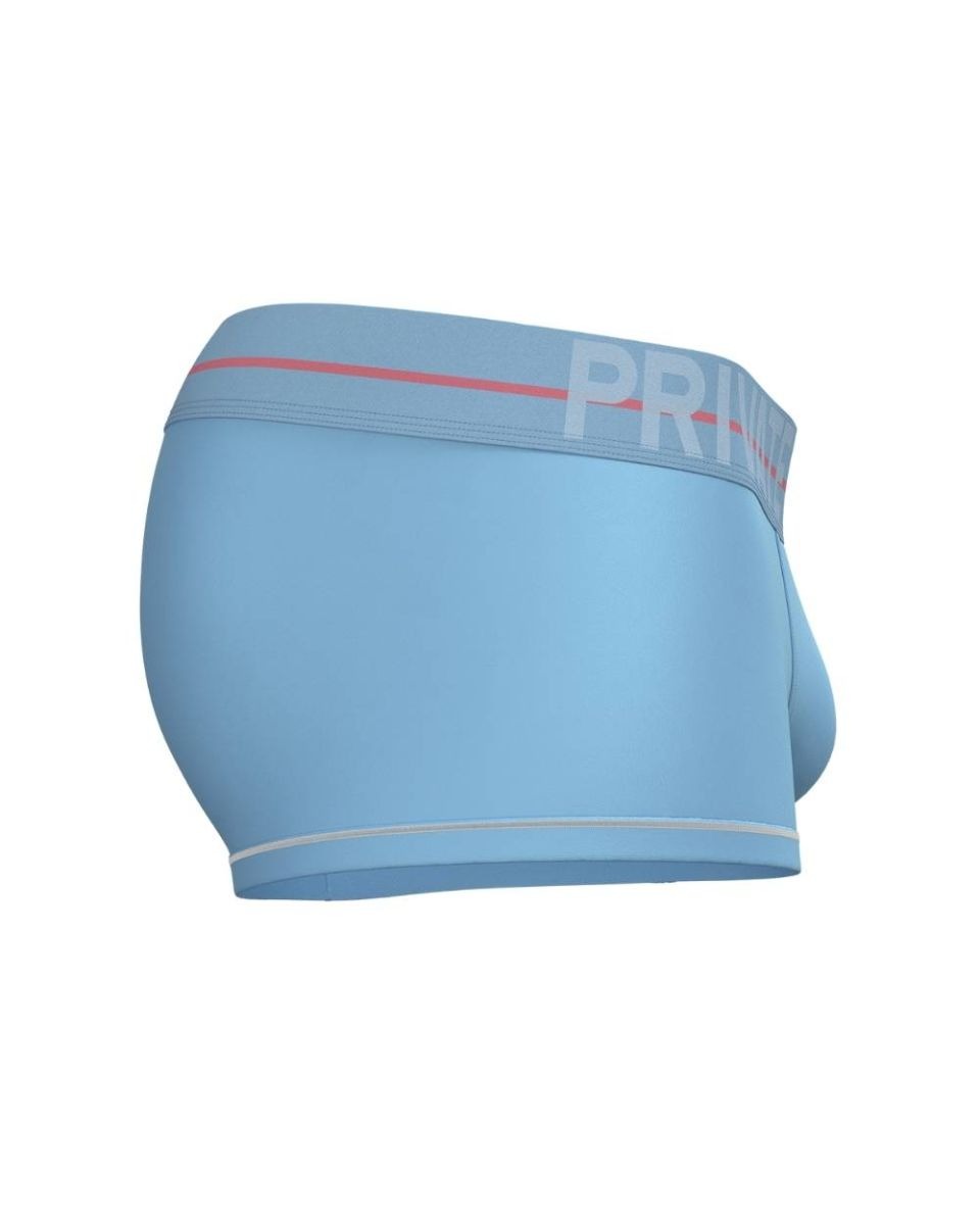 Blue Private Structure Mo Lite mid waist trunk by CITYBOYZ★USA, shown in a close-up image highlighting the fabric and fit.