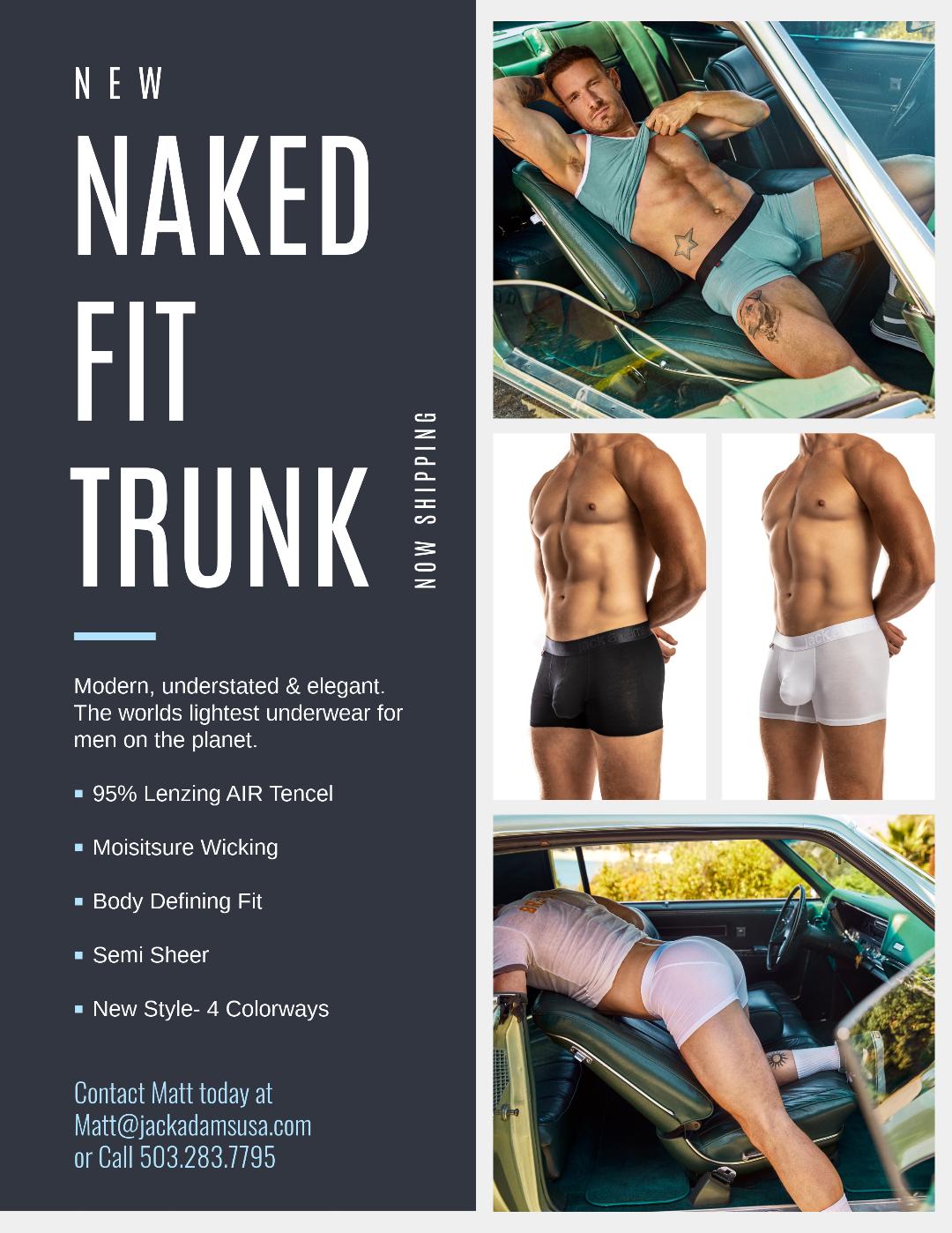 CITYBOYZ★USA Jack Adams Naked Fit Trunk showing a comfortable, form-fitting men's trunk underwear in neutral color.