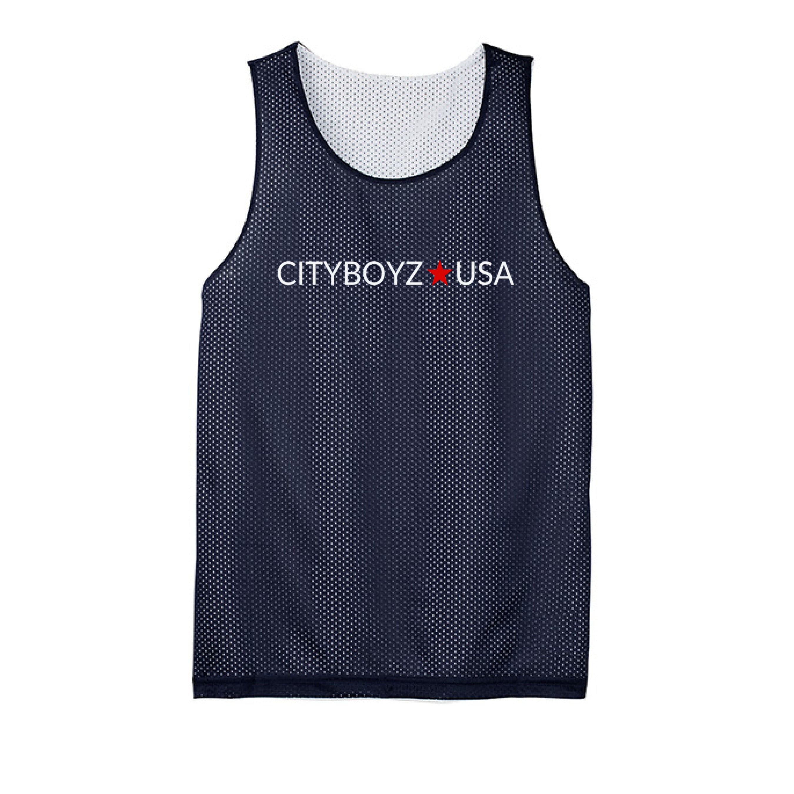 CITYBOYZ★USA mesh tank top featuring a logo, sleeveless design, lightweight fabric, perfect for casual wear.