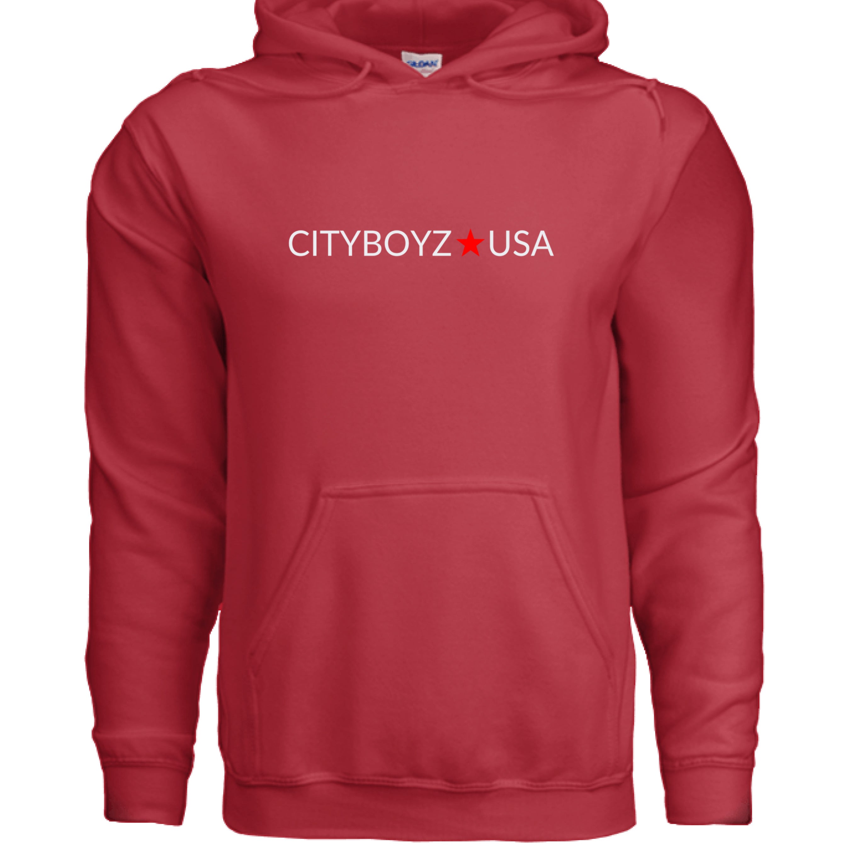 CITYBOYZ★USA hoodie logo, casual activewear with bold branding and comfortable fit, shown in a front view.